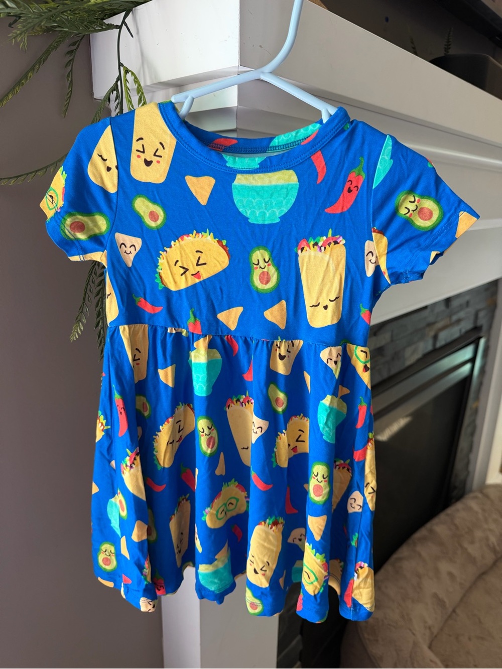 adidas Girls' Bright Blue Taco & Avocado Print Dress